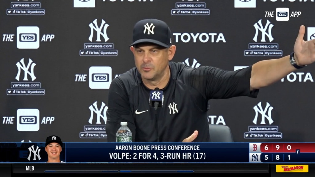 Aaron Boone on play at plate, 6-5 loss 