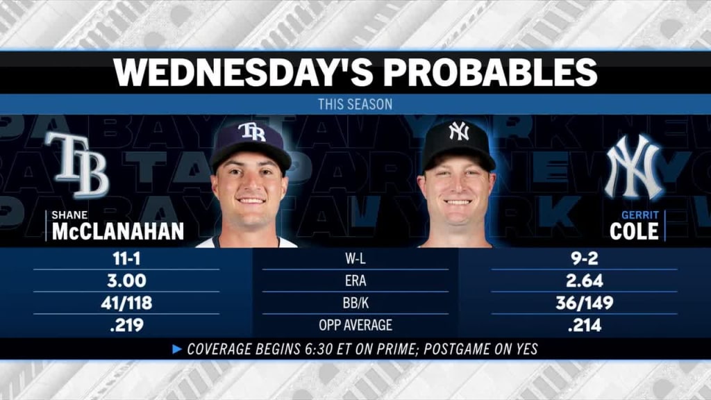 Rays vs. Yankees Probable Starting Pitching - August 1