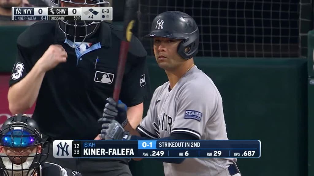 New York Yankees shortstop Isiah Kiner-Falefa (12) bats during the