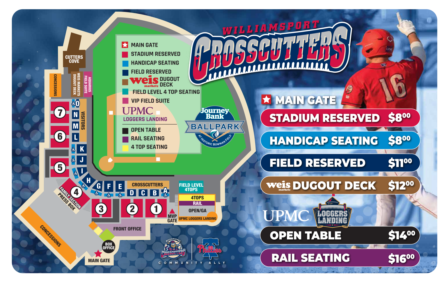 Seating Chart & Box Office | Williamsport Crosscutters